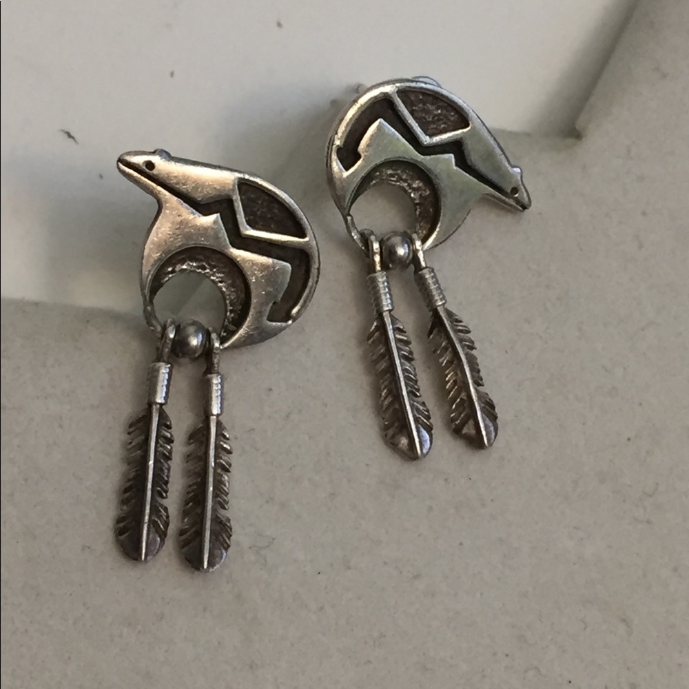 Vintage southwest fetish Bear Silver earrings